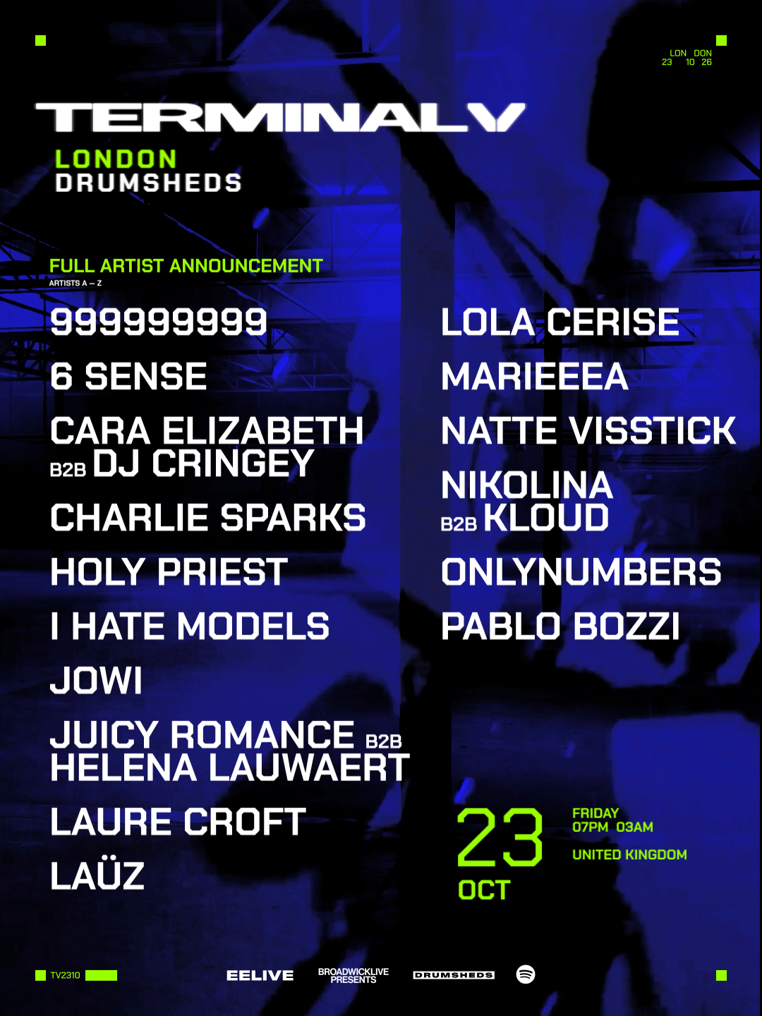 Terminal V London w/ I Hate Models, Charlie Sparks, 999999999